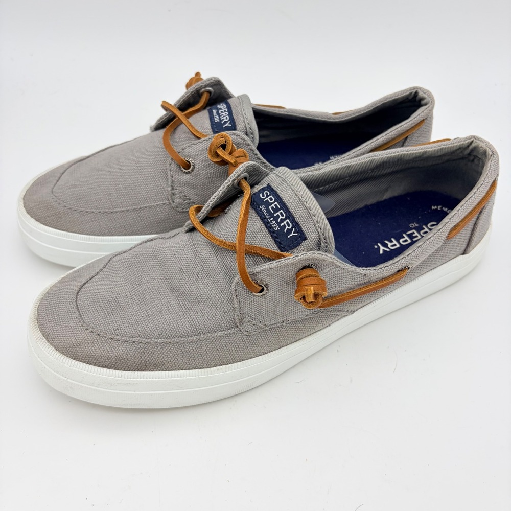 Sperry Top-Sider Crest Vibe Grey Canvas Boat Shoes Womens 8.5 Resort Beach Cozy